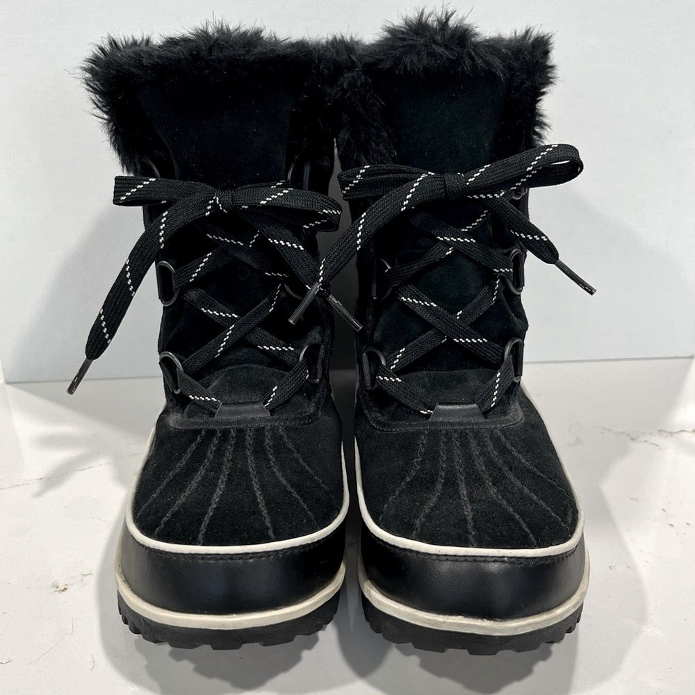 Sorel women’s Tivoli II Suede black faux fur lined lace up boots size 9.5 - Picture 2 of 11